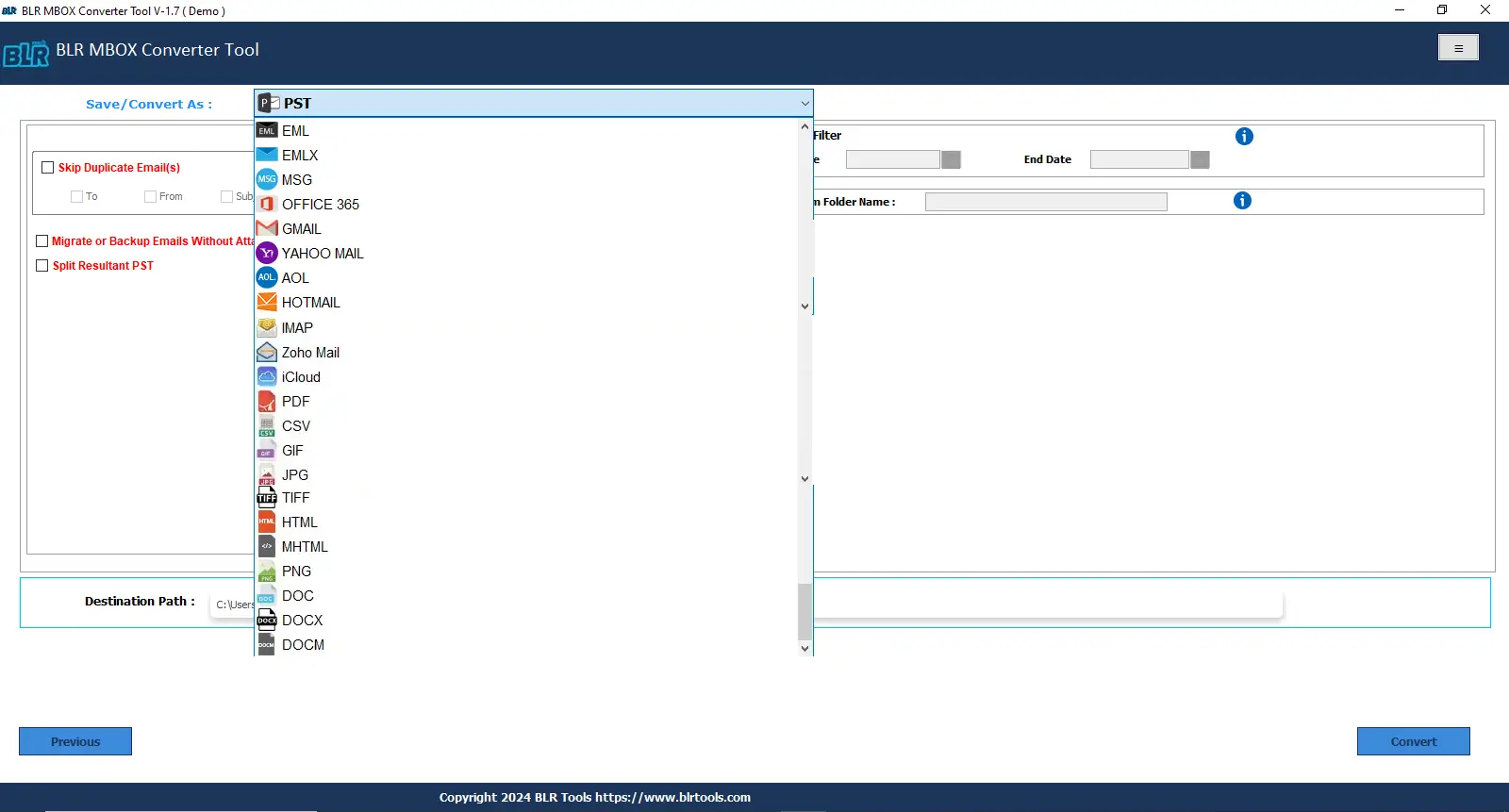 screenshot of MBOX Exporter Tool